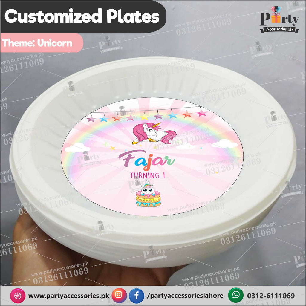 Customized disposable Paper Plates for Unicorn theme party 