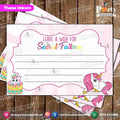 Customized wish cards in Unicorn theme birthday