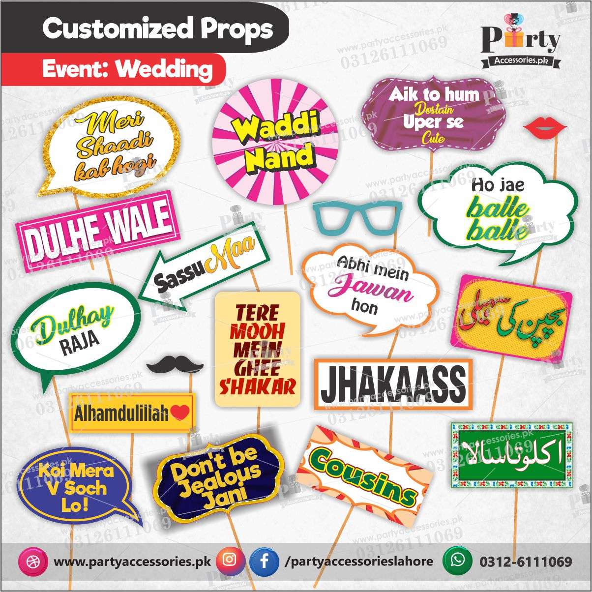 Funky Photobooth Props For weddings